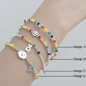 S925 Sterling Silver Handmade Hawaiian Boho Summer Beach Crystal Beads Bracelets for Women and Teen Girl