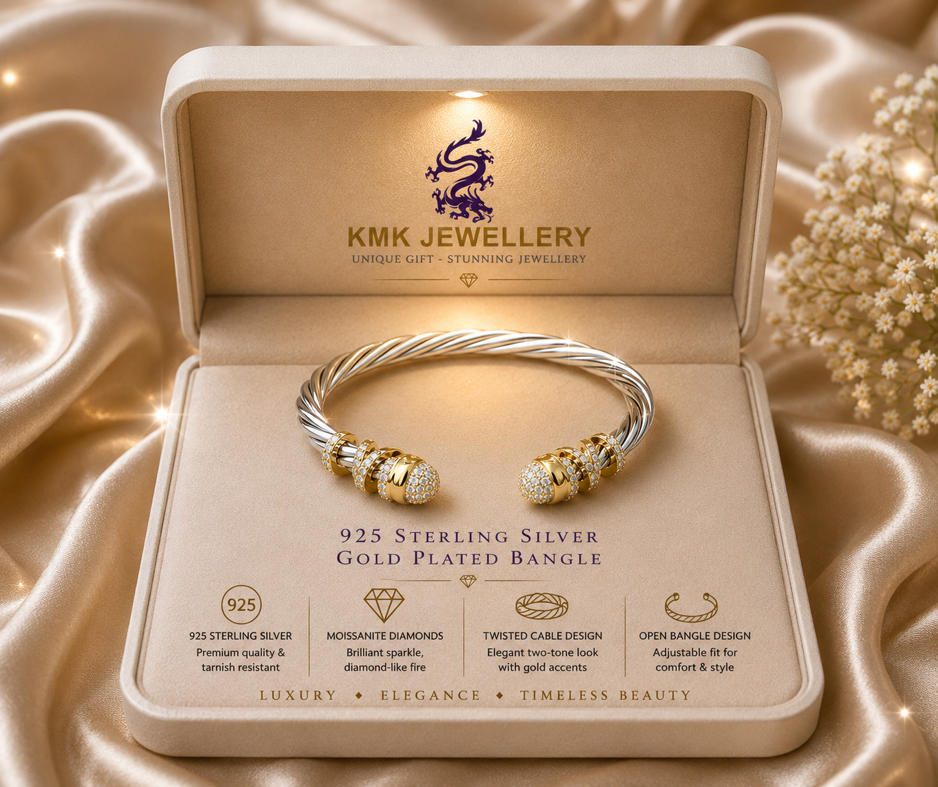 4mm Winding Wire Bracelet Adjustable 18K Gold Plated 925 Silver Twist Bangle for Women Fashion Trend Retro Luxury