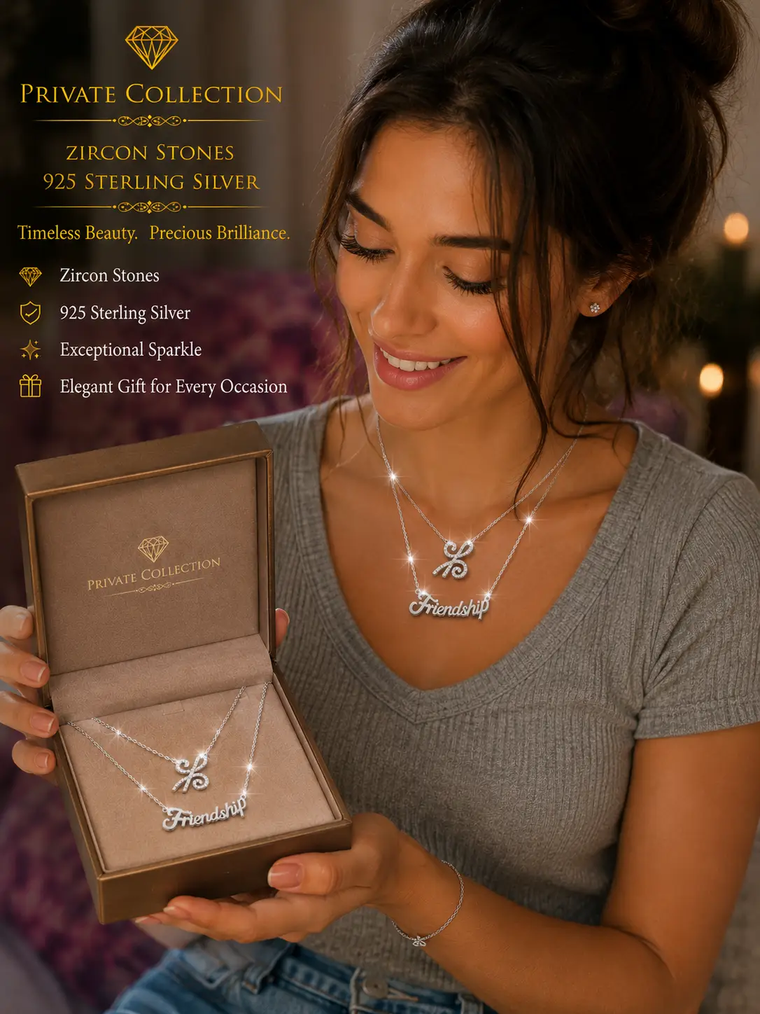 Private Collection - 925 Sterling Silver Friendship Necklace - Image 2