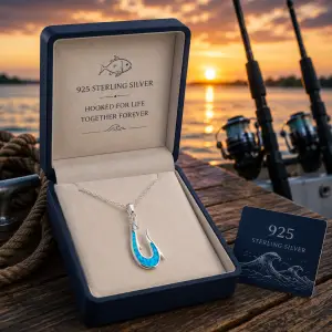 S925 Sterling Silver Simple Hawaii Fishing Fish Hook Pendant Necklace