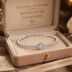 Classic Adjustable 925 Sterling Silver 0.5 Ct Moissanite Charm Fine Tennis Bracelet Bangles