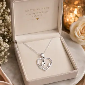 Mother's Day Gift – Mum & Child Heart Pendant Necklace