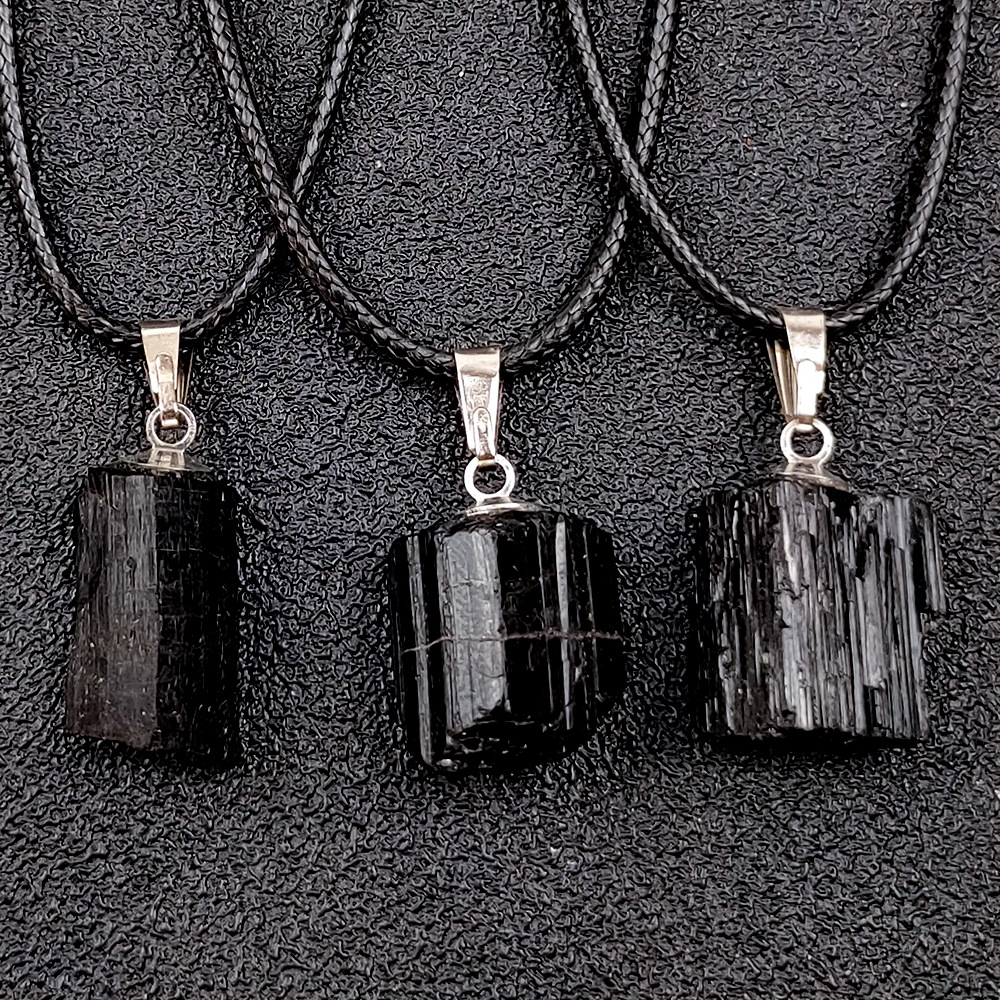 Natural Black Tourmaline Necklace Natural Stone Pendant - Image 9