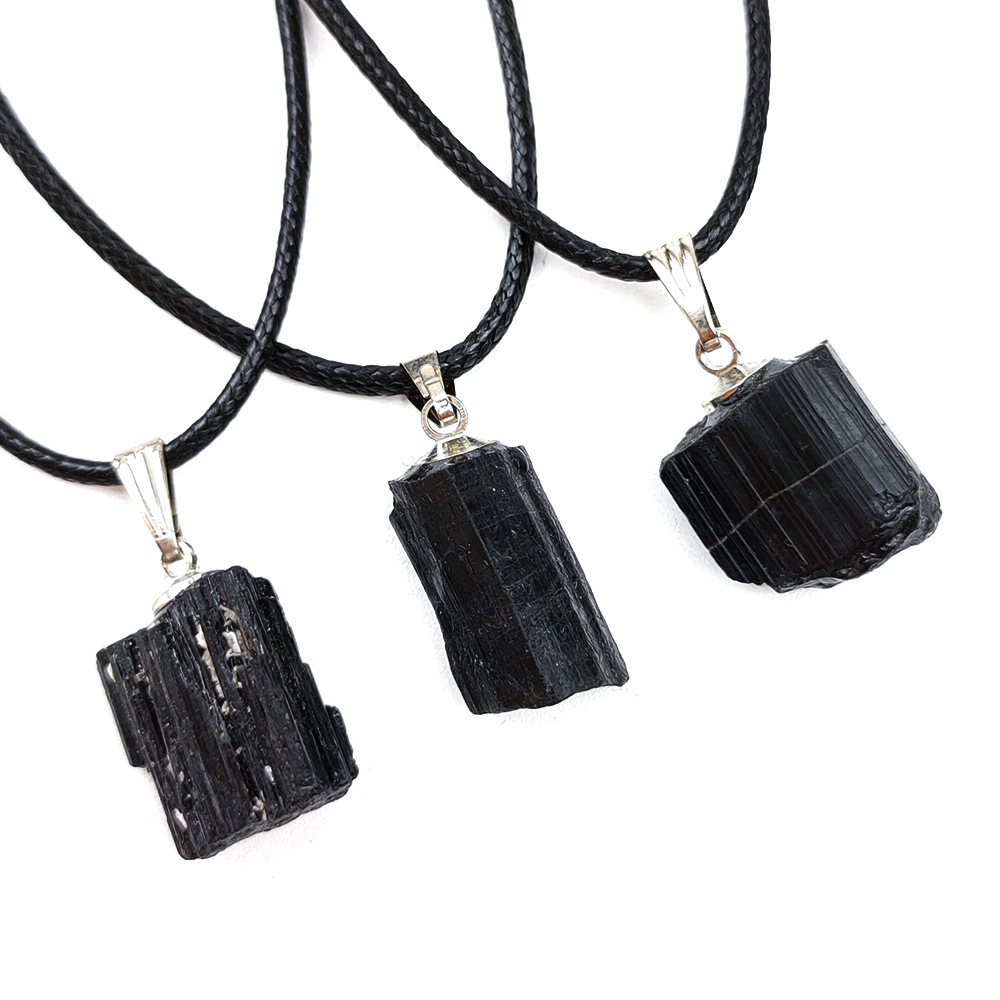 Natural Black Tourmaline Necklace Natural Stone Pendant - Image 8