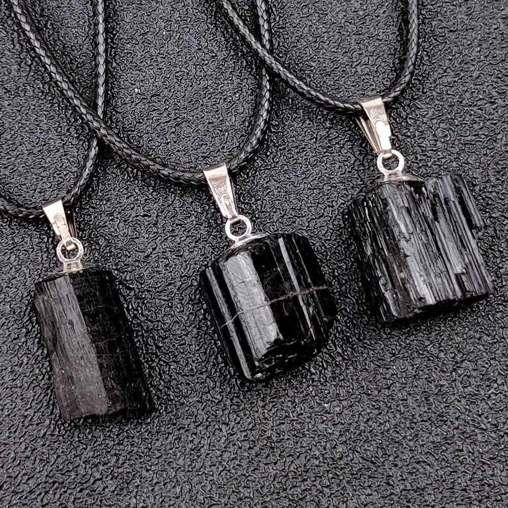 Natural Black Tourmaline Necklace Natural Stone Pendant - Image 7