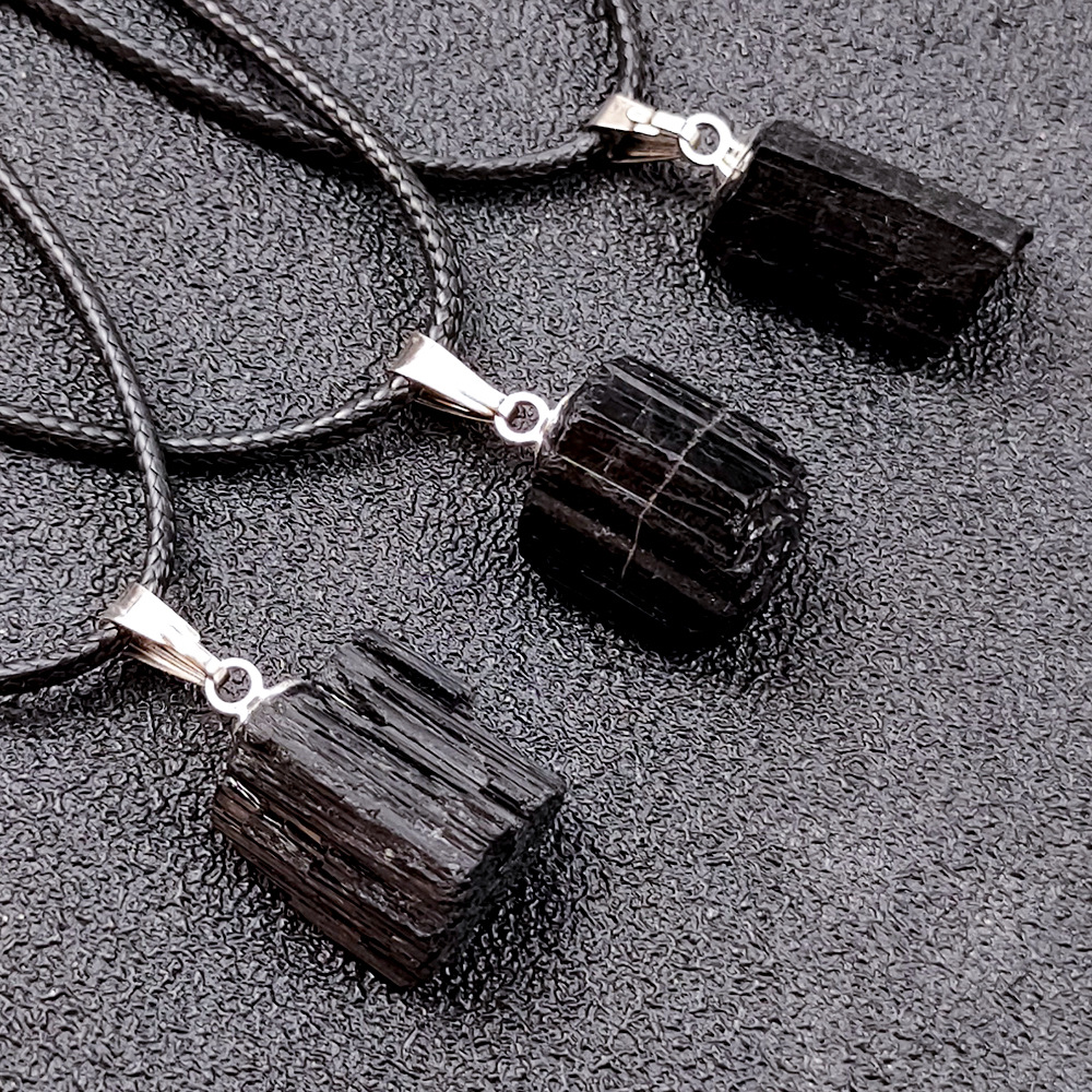 Natural Black Tourmaline Necklace Natural Stone Pendant - Image 6