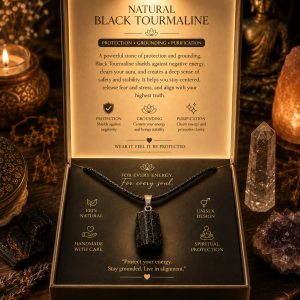 Natural Black Tourmaline Necklace Natural Stone Pendant