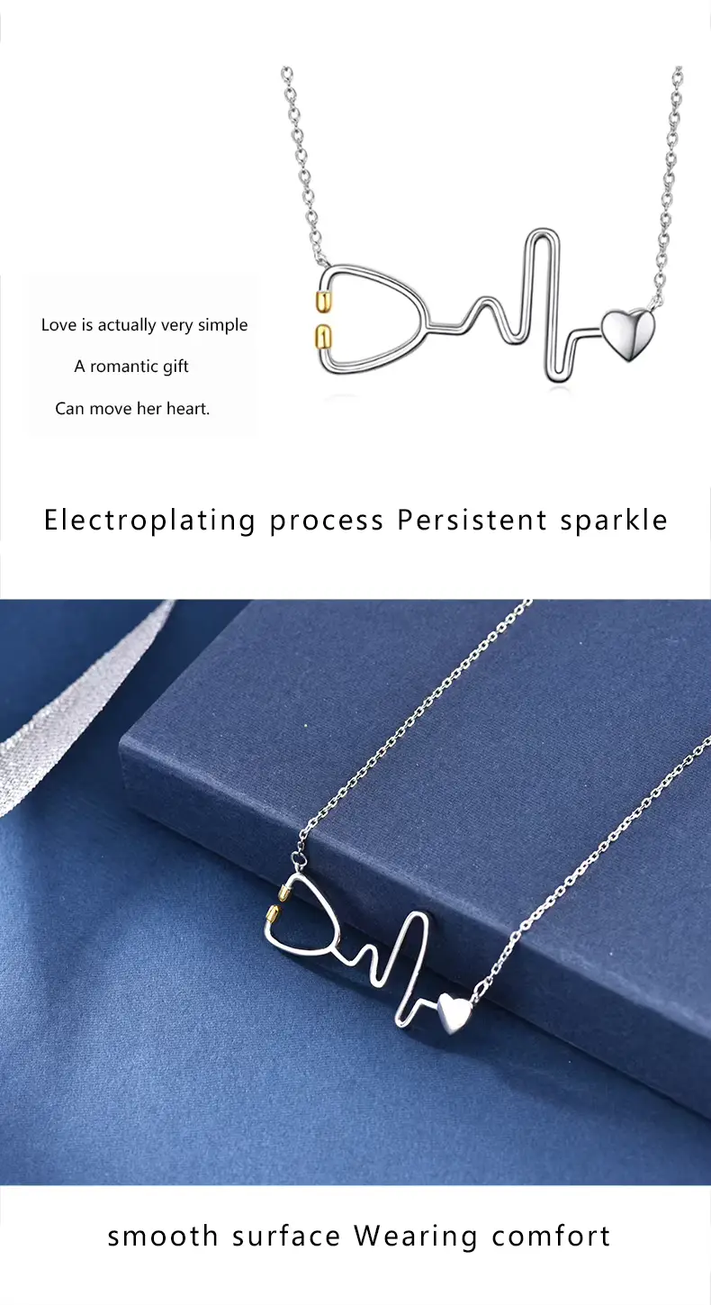 925 Sterling Silver Nurse Necklace Heart Stethoscope Nursing Jewellery - Image 5