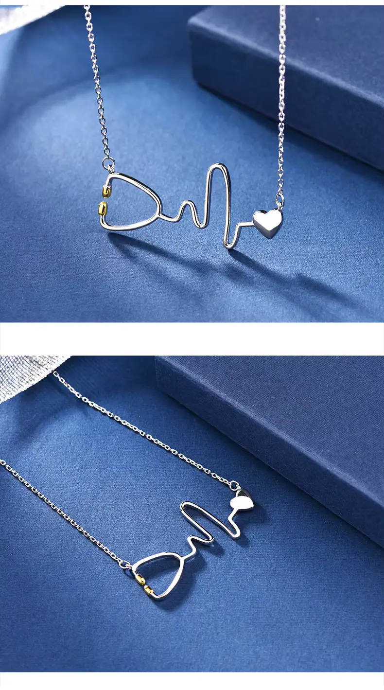 925 Sterling Silver Nurse Necklace Heart Stethoscope Nursing Jewellery - Image 4