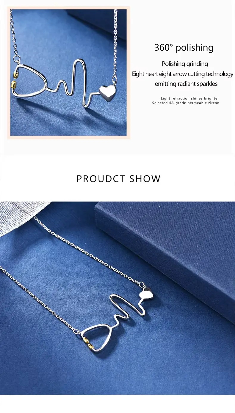 925 Sterling Silver Nurse Necklace Heart Stethoscope Nursing Jewellery - Image 6