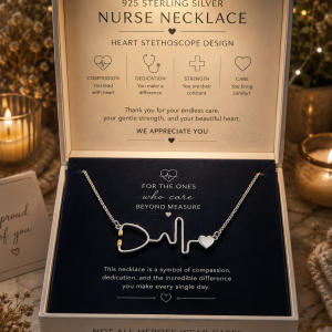 925 Sterling Silver Nurse Necklace Heart Stethoscope Nursing Jewellery