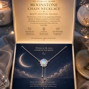 S925 Sterling Silver Stamp Colourful Moonstone Clavicle Chain Necklace
