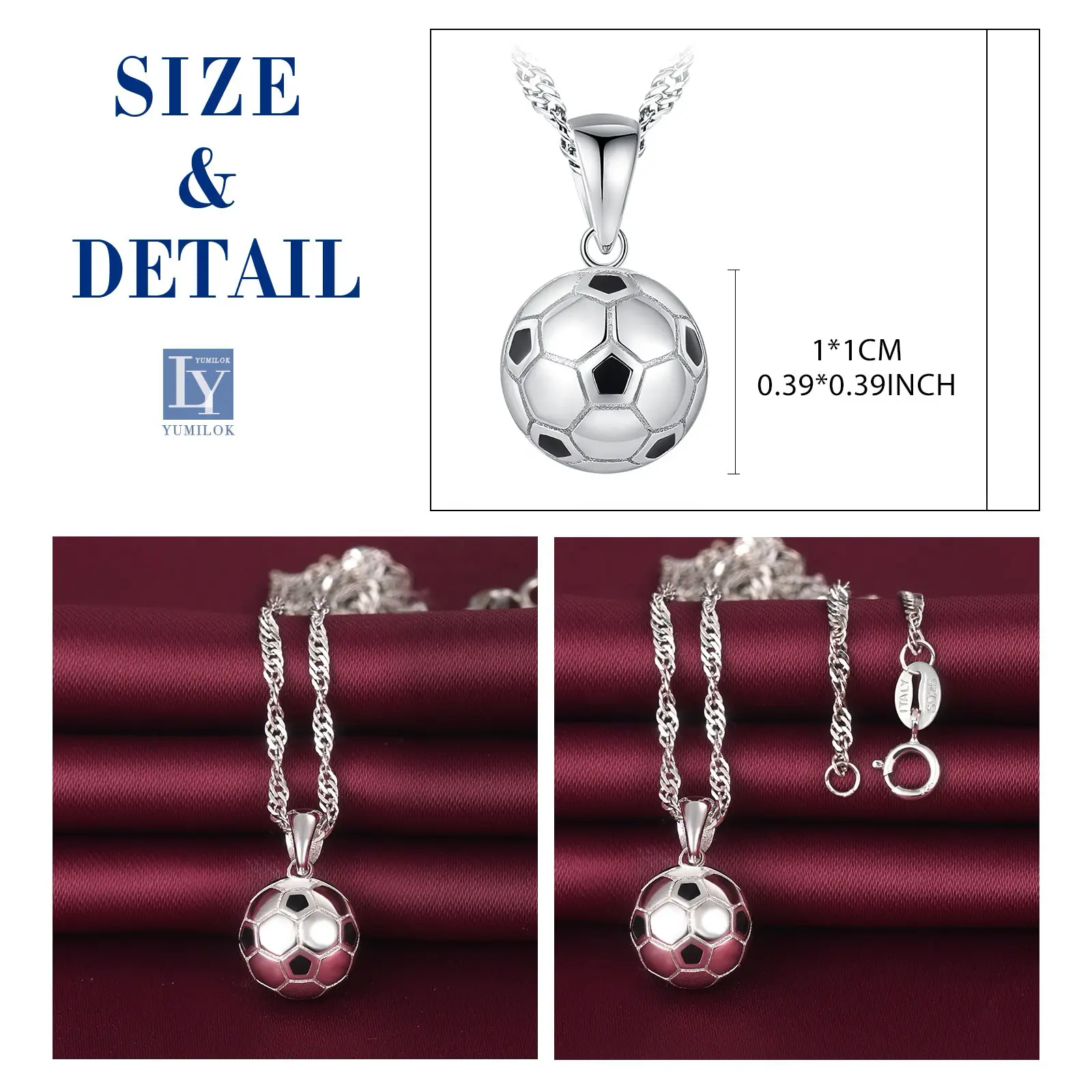 Stylish Soccer ball Shaped Pendant with S925 Silver and Drip Lacquer Necklace - Image 3