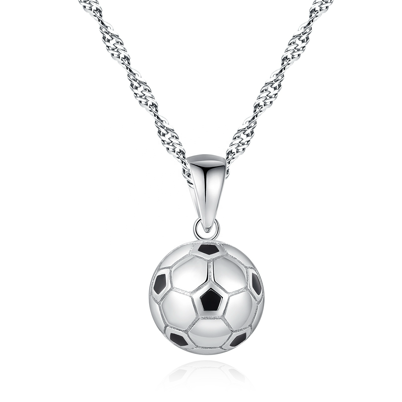 Stylish Soccer ball Shaped Pendant with S925 Silver and Drip Lacquer Necklace - Image 5