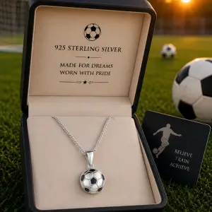 Stylish Soccer ball Shaped Pendant with S925 Silver and Drip Lacquer Necklace