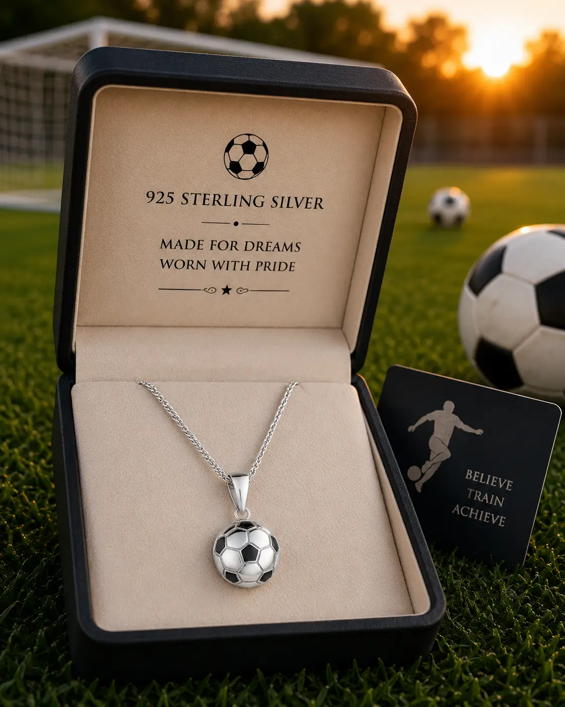 Stylish Soccer ball Shaped Pendant with S925 Silver and Drip Lacquer Necklace