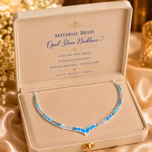 Blue Opal Greek Key Necklace