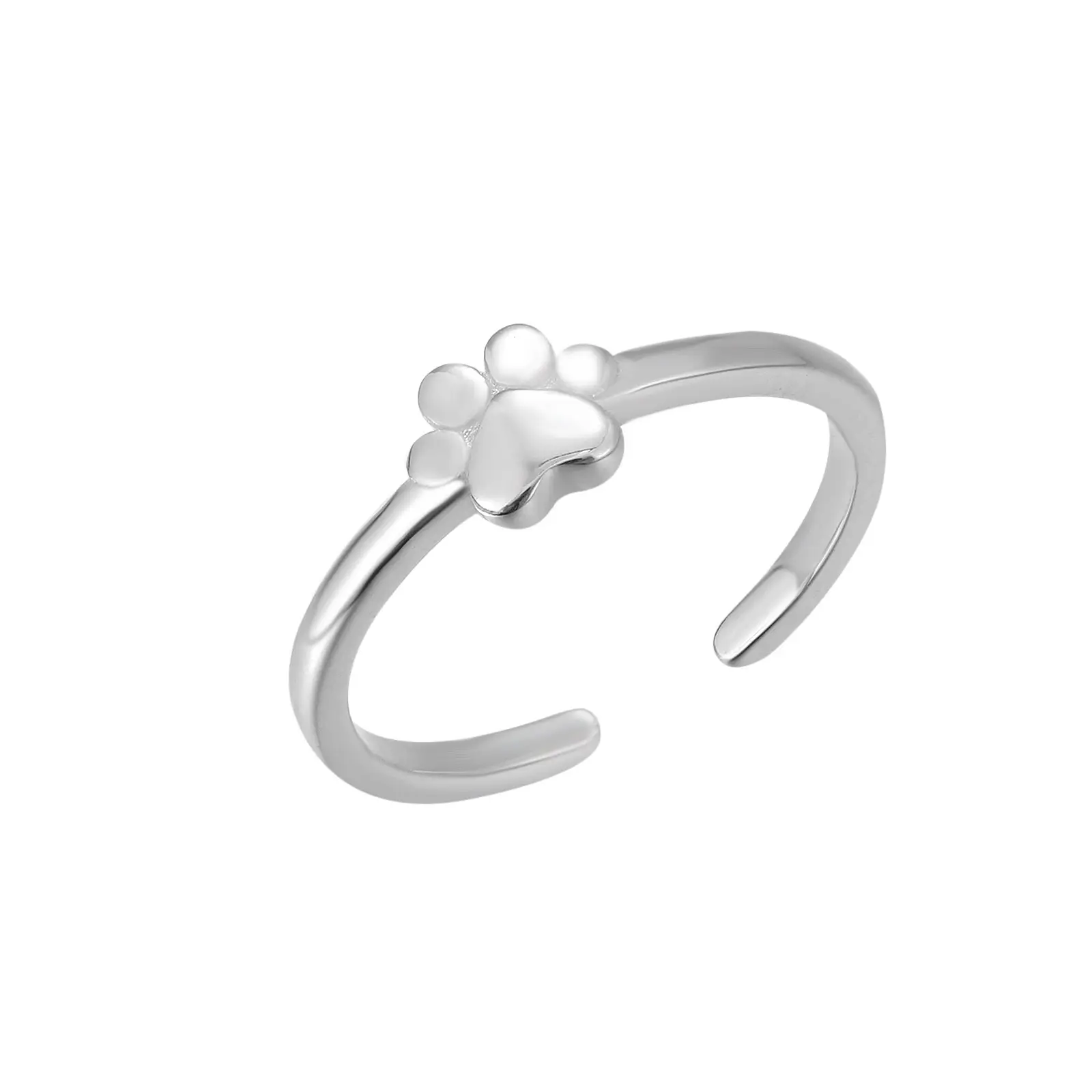 Summer Beach Vacation Fine Foot Jewelry Pet Lover Cat Dog Footprint Open 925 Sterling Silver Toe Ring - Image 7