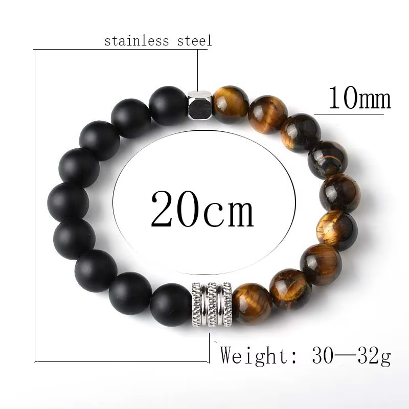 New Stainless Steel Gemstone Beads Bracelets & Bangles Jewellery Charm Natural Stone - Image 3