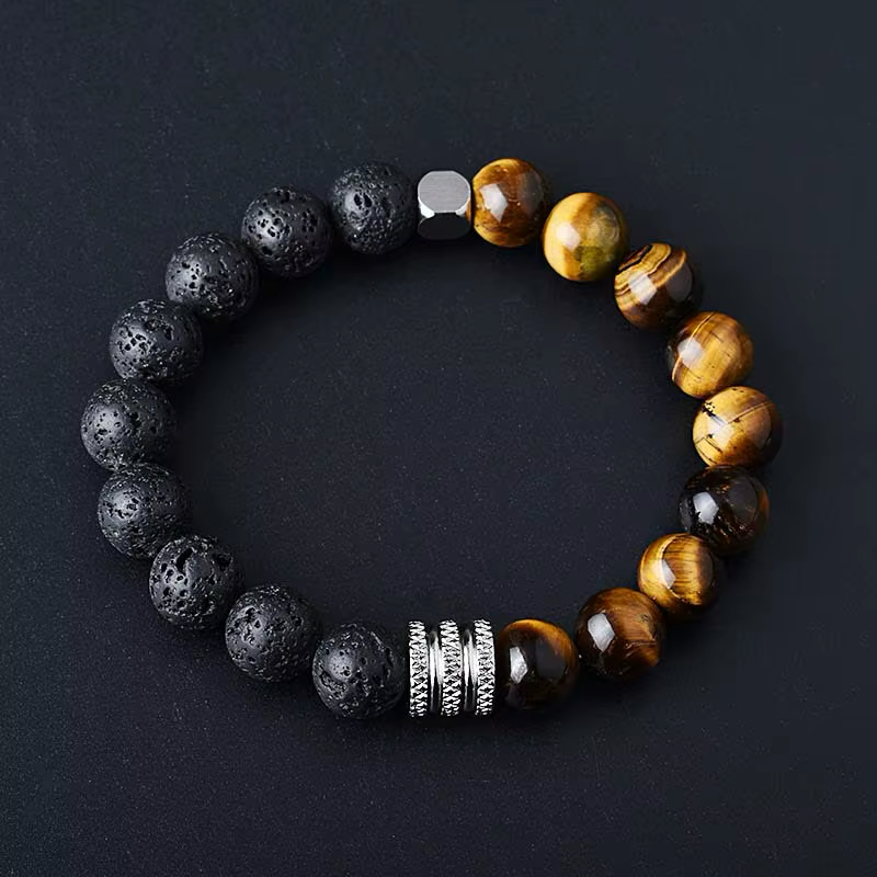 New Stainless Steel Gemstone Beads Bracelets & Bangles Jewellery Charm Natural Stone - Image 9