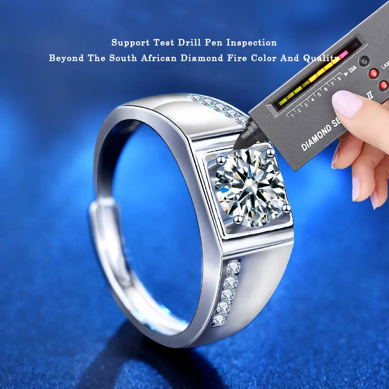 1.0CT Adjustable, Moissanite Diamond Ring – 925 Sterling Silver Classic Engagement Ring - Image 10