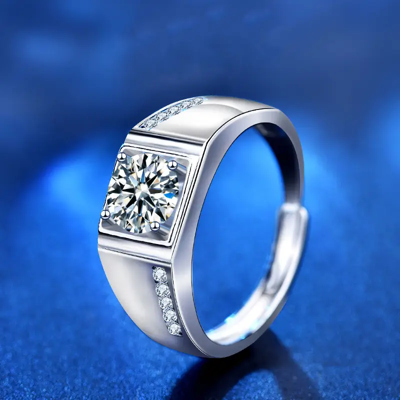 1.0CT Adjustable, Moissanite Diamond Ring – 925 Sterling Silver Classic Engagement Ring - Image 5