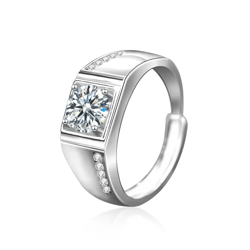 1.0CT Adjustable, Moissanite Diamond Ring – 925 Sterling Silver Classic Engagement Ring - Image 9