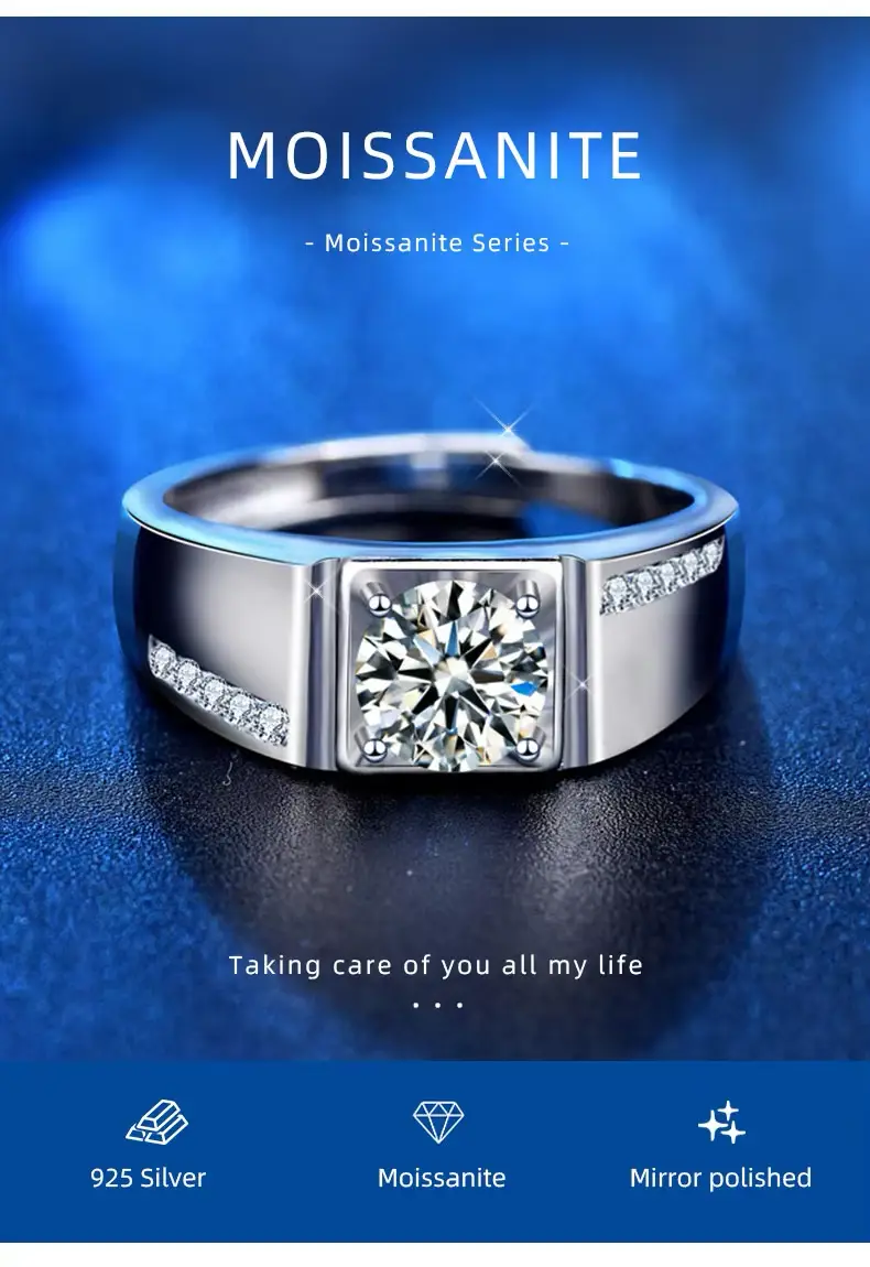 1.0CT Adjustable, Moissanite Diamond Ring – 925 Sterling Silver Classic Engagement Ring - Image 11