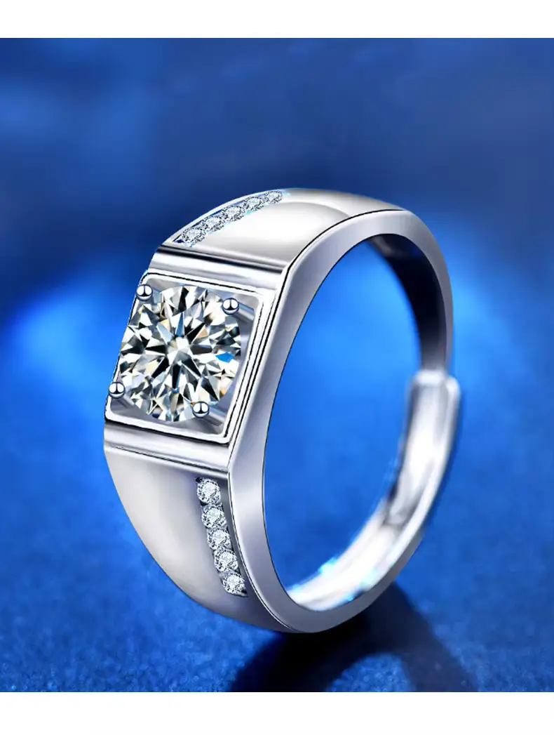 1.0CT Adjustable, Moissanite Diamond Ring – 925 Sterling Silver Classic Engagement Ring - Image 14