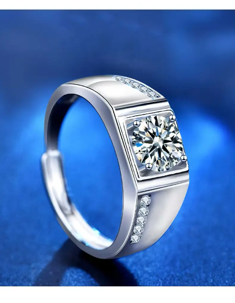 1.0CT Adjustable, Moissanite Diamond Ring – 925 Sterling Silver Classic Engagement Ring - Image 15