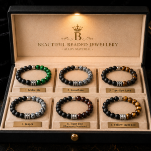 New Stainless Steel Gemstone Beads Bracelets & Bangles Jewellery Charm Natural Stone