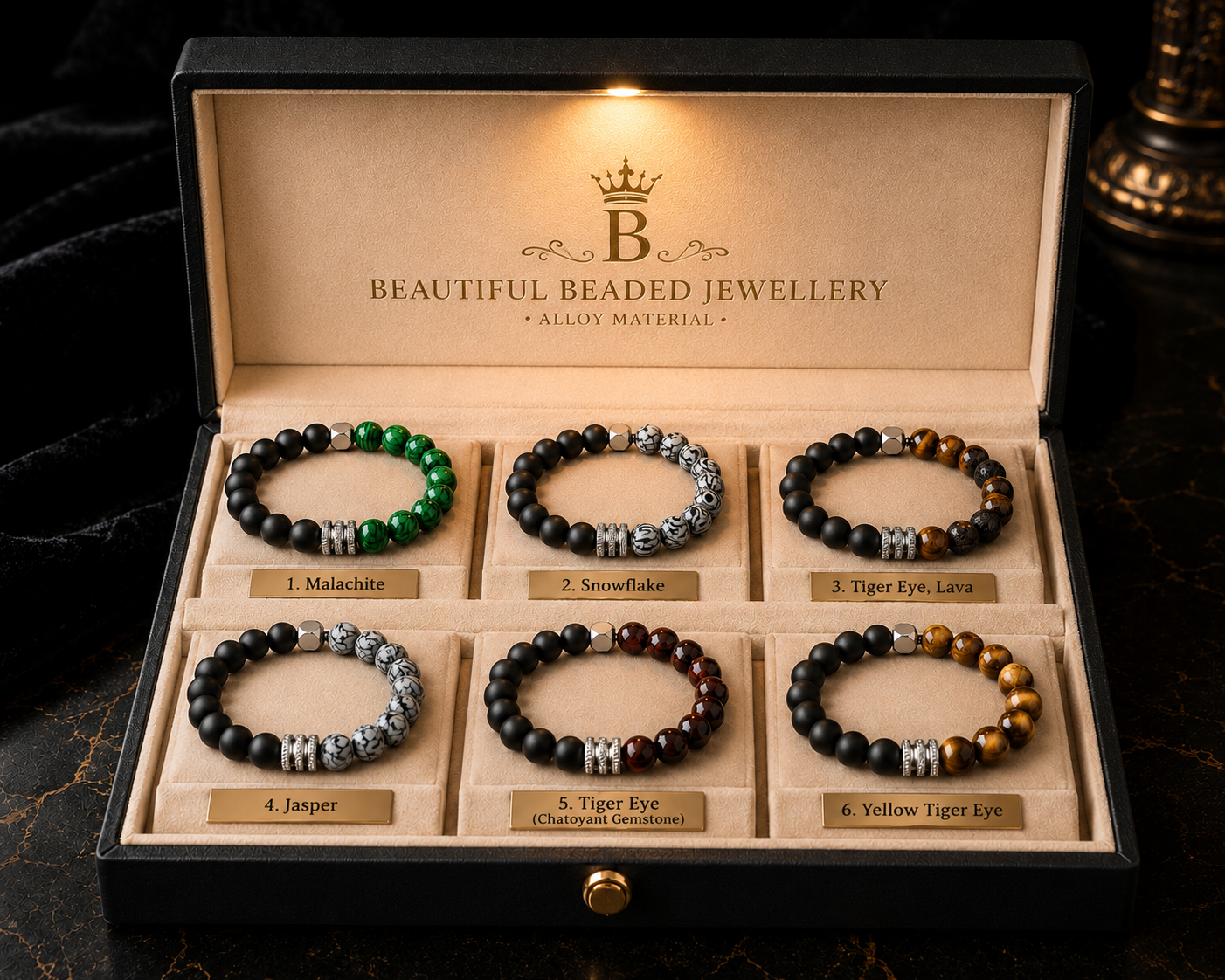 New Stainless Steel Gemstone Beads Bracelets & Bangles Jewellery Charm Natural Stone