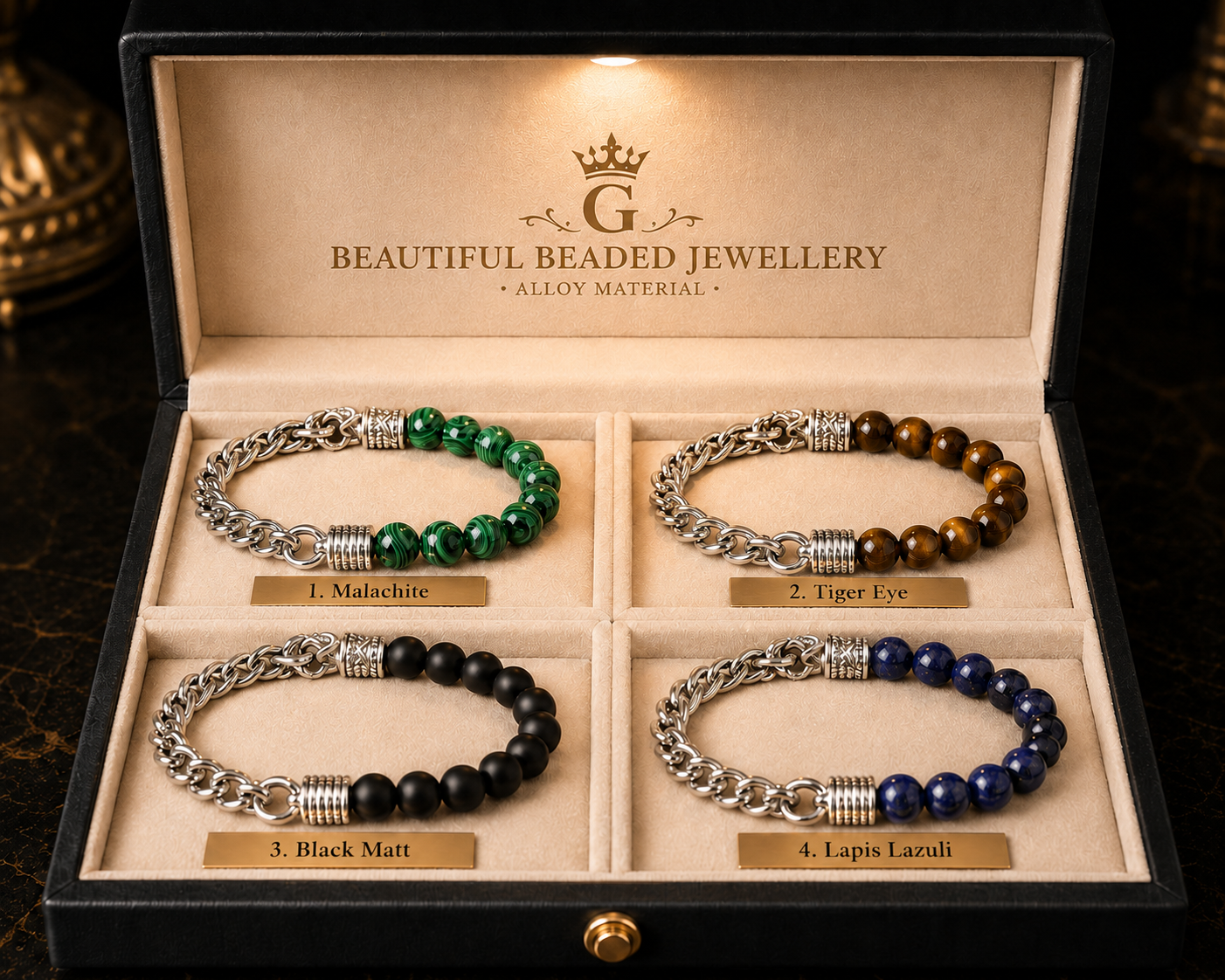 Stone Men's Bracelet Beaded Chain Bracelet of Men