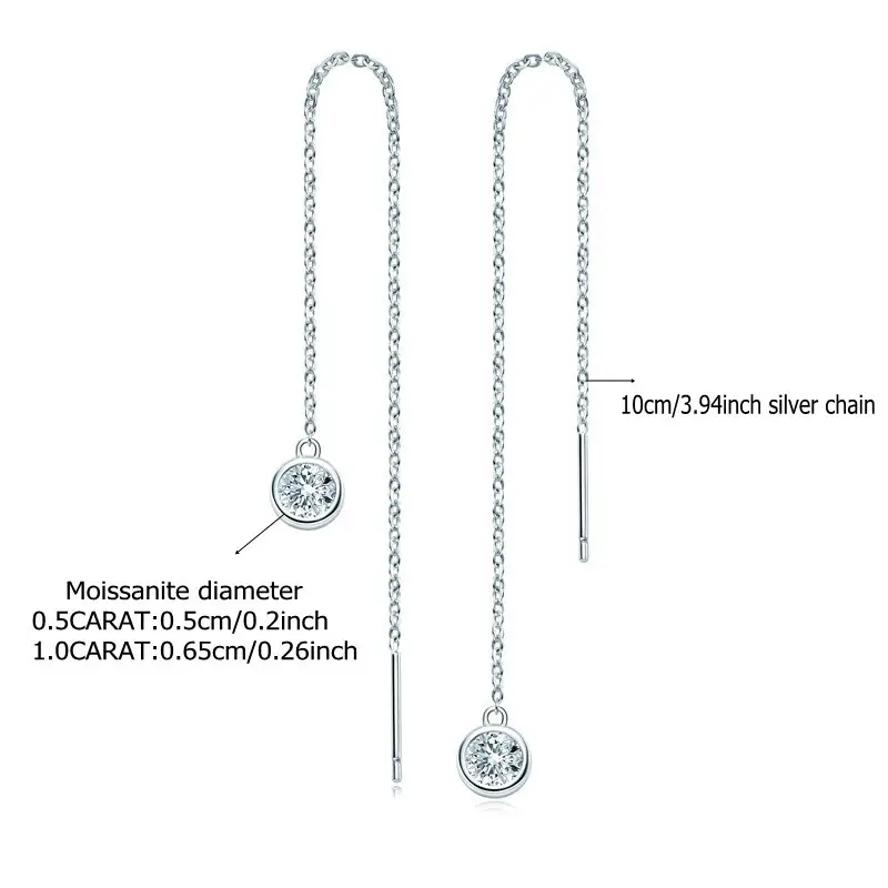 925 Sterling Silver 1 Carat Moissanite Bubble Ear Wire with Advanced Sense of Luxury - Image 3