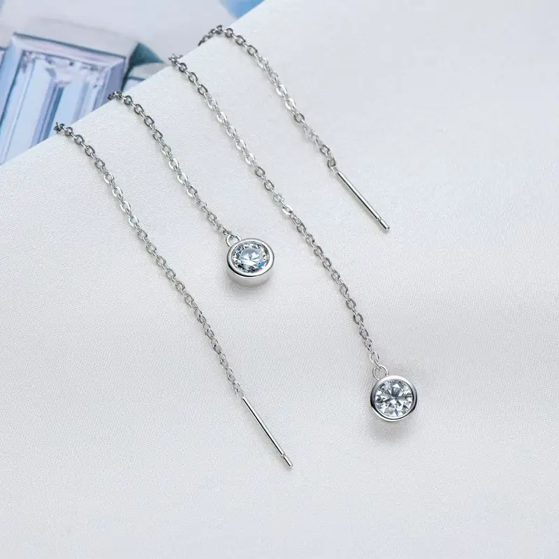 925 Sterling Silver 1 Carat Moissanite Bubble Ear Wire with Advanced Sense of Luxury - Image 9