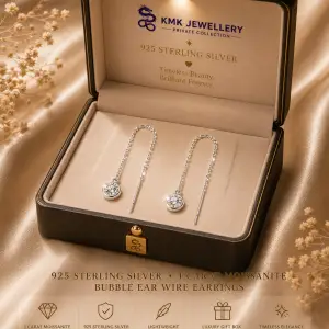 925 Sterling Silver 1 Carat Moissanite Bubble Ear Wire with Advanced Sense of Luxury