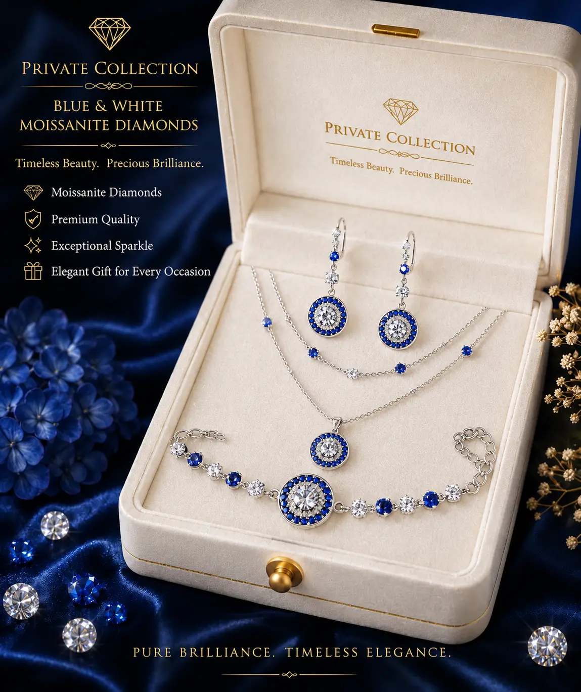 Private Collection - Stunning 925 Sterling Silver with Moissanite Diamonds Evil Eye Collection