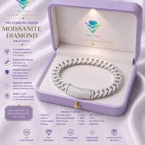 Mens and Women 925 Sterling Silver Full Iced Out 6mm 9mm 13mm Wide Bracelet VVS Moissanite Cuban Link Chain