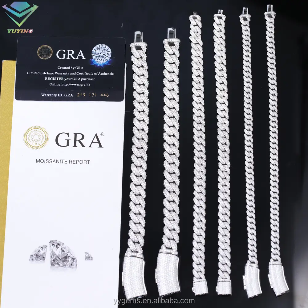 Mens and Women 925 Sterling Silver Full Iced Out 6mm 9mm 13mm Wide Bracelet VVS Moissanite Cuban Link Chain - Image 7