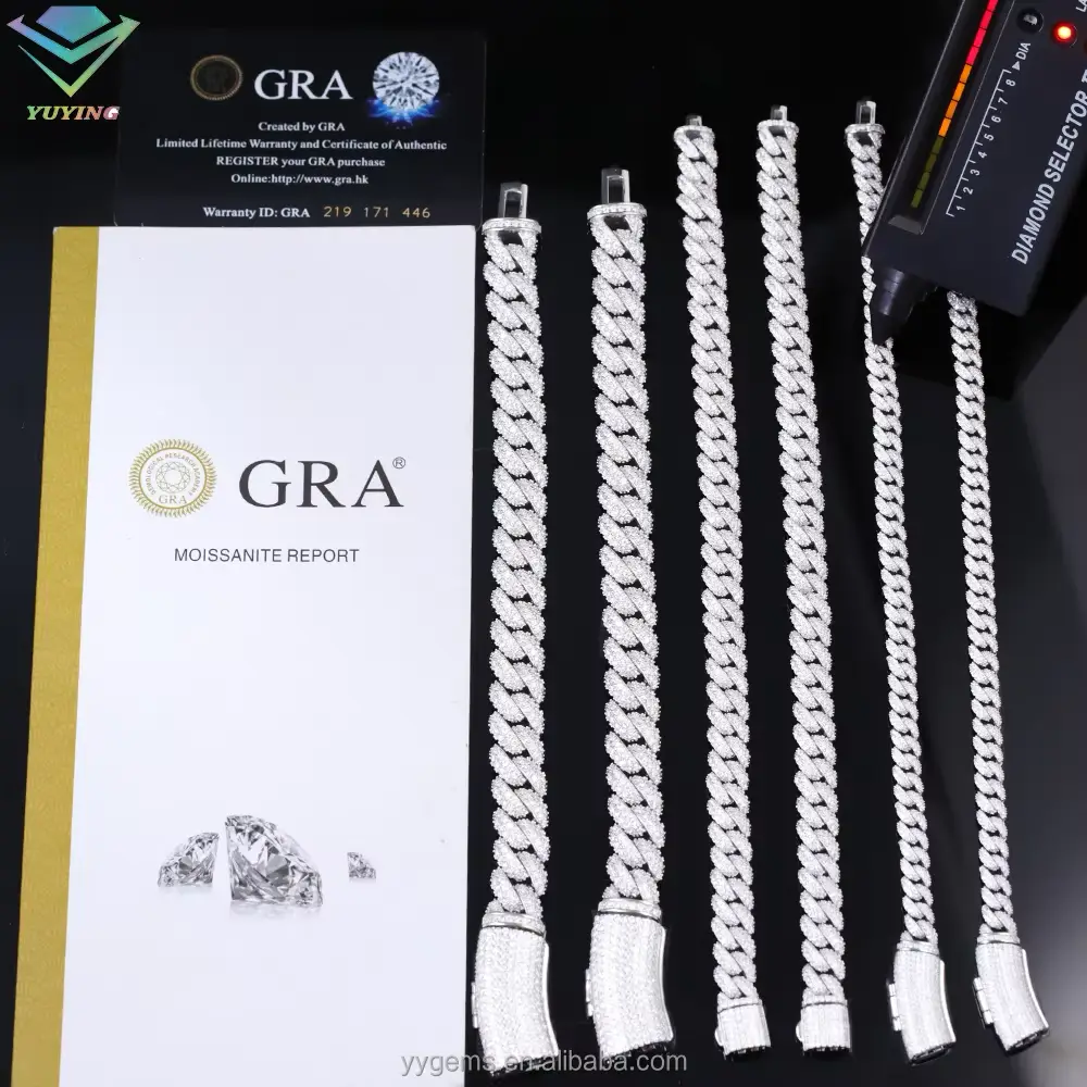 Mens and Women 925 Sterling Silver Full Iced Out 6mm 9mm 13mm Wide Bracelet VVS Moissanite Cuban Link Chain - Image 9