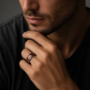 Vintage High-grade Elegant Ring National Style Aristocratic Black Phoenix Figure Wood Grain Dragon Ring for Men