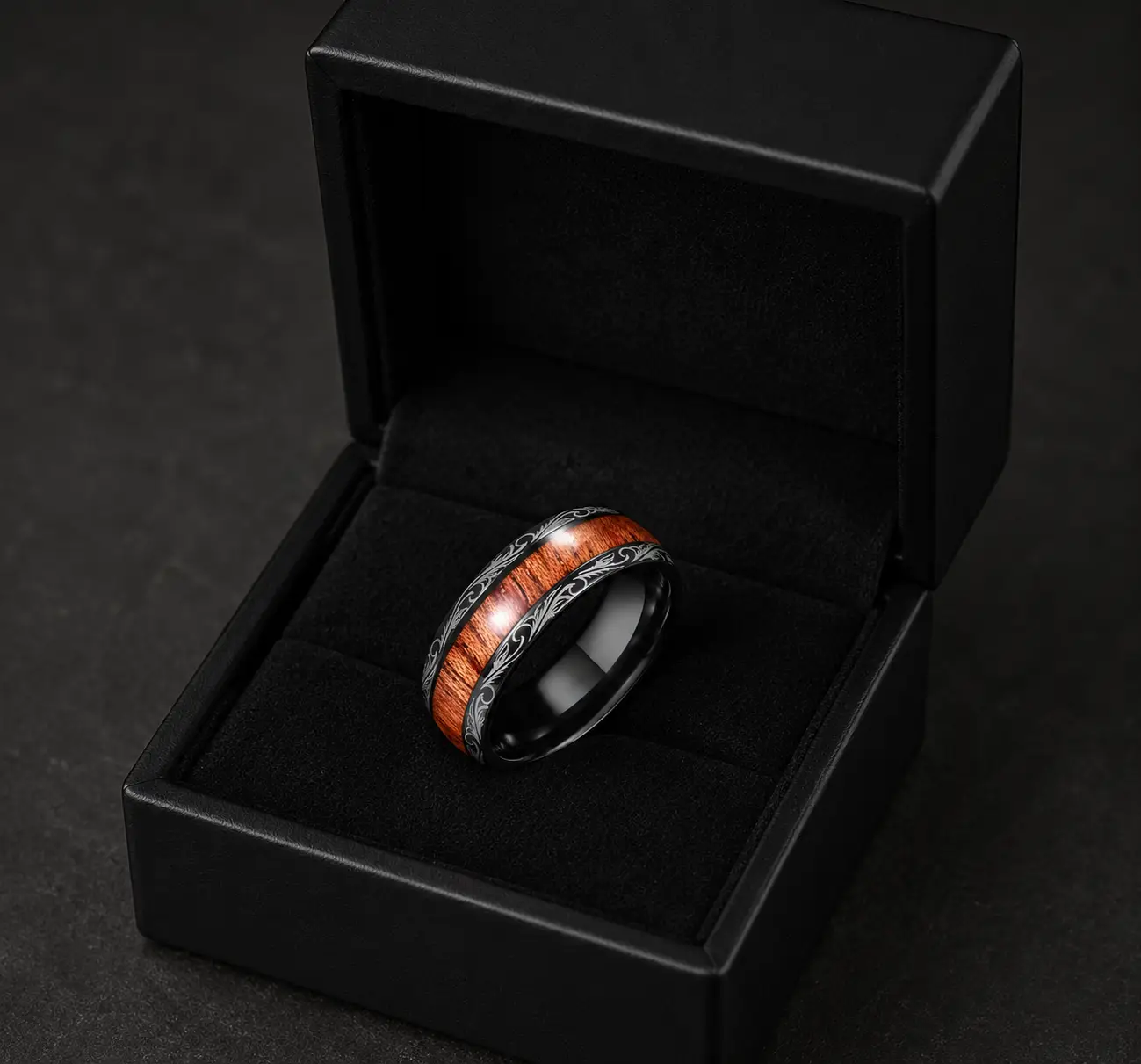 Vintage High-grade Elegant Ring National Style Aristocratic Black Phoenix Figure Wood Grain Dragon Ring for Men - Image 3