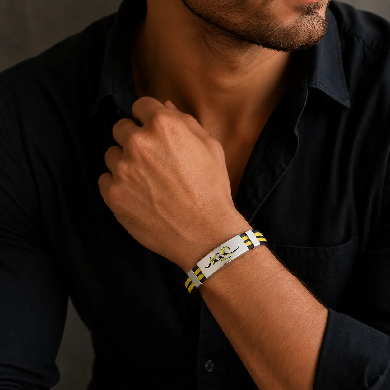 Gents Stainless Steel Bracelet Men Luxury Engraved Magnetic Energy Bracelet Jewellery - Image 5