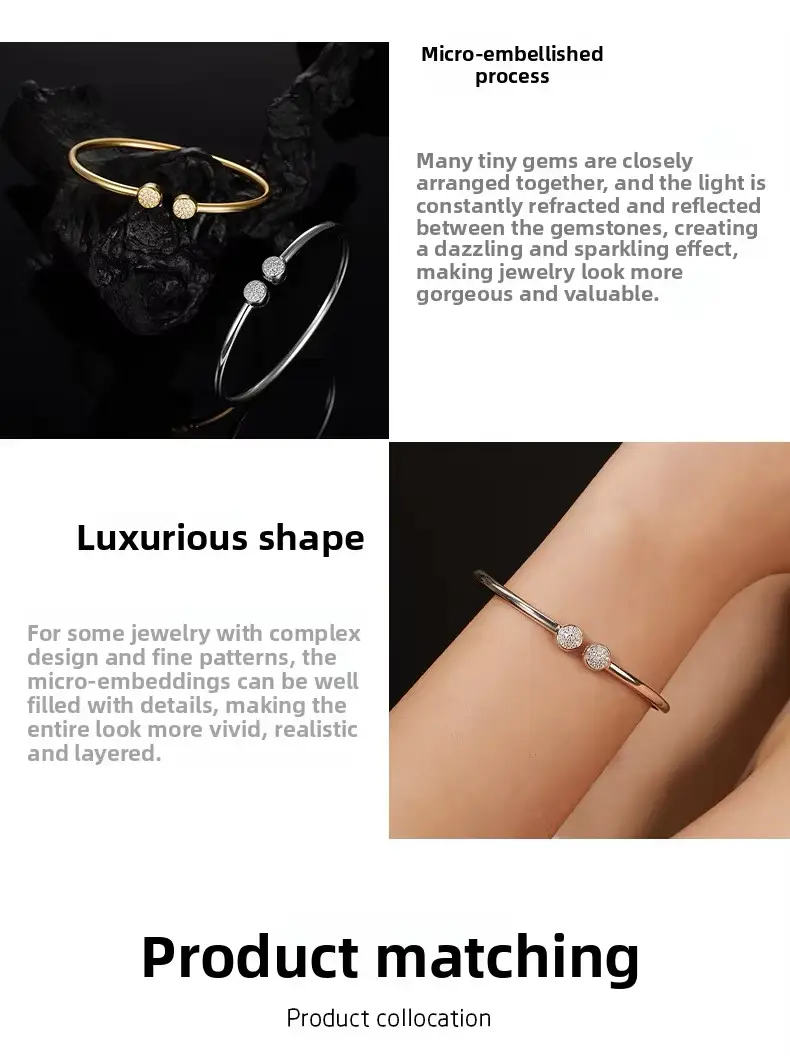 Fine Jewellery 925 Silver Inlaid Moissanite Bracelet Gold Plated Opening Bangle - Image 13