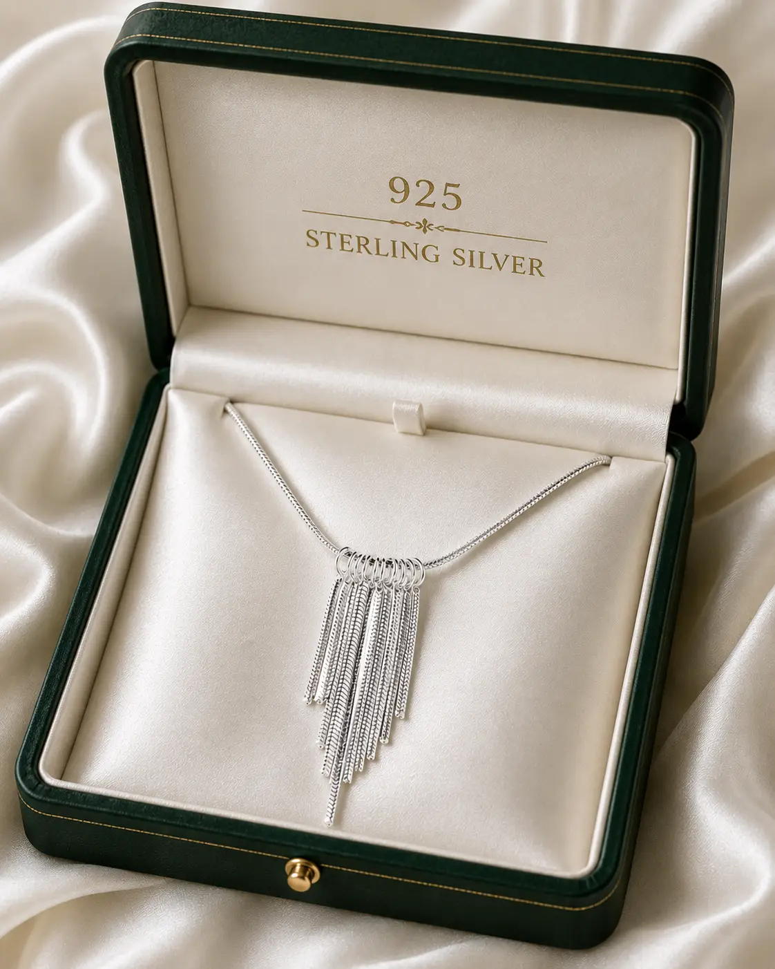 Tassel Heart Octagon Link Chain Romantic Minimalist Women's Clavicle Necklace 925 Sterling Silver