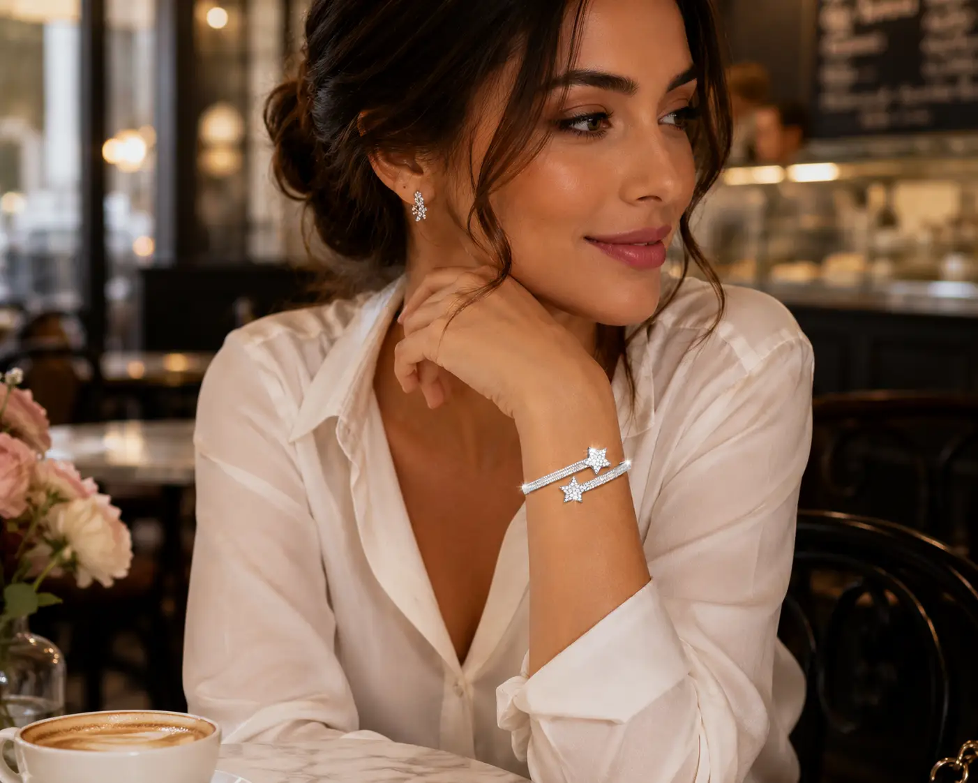 Exquisite Bling Bling Baguette VVS D Moissanite Diamond Bangle Trendy 925 Sterling Silver Star Bracelet - Image 2