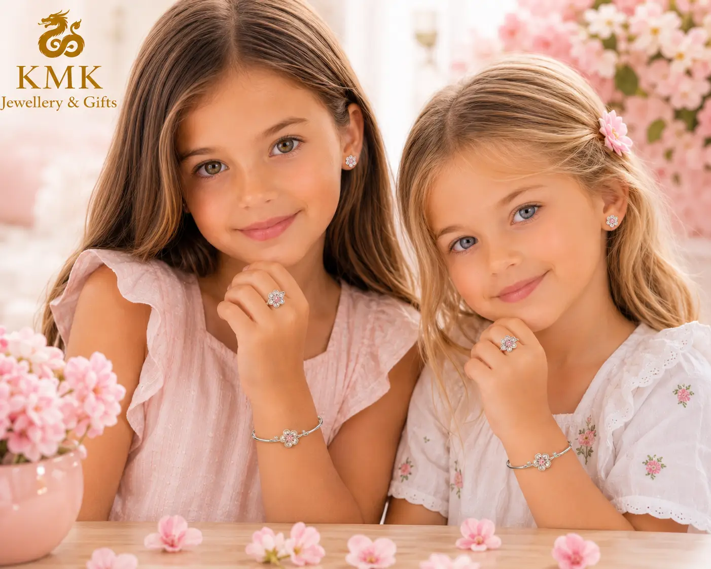 925 Sterling Silver Pink Flower Jewellery for Young Girls - Image 7