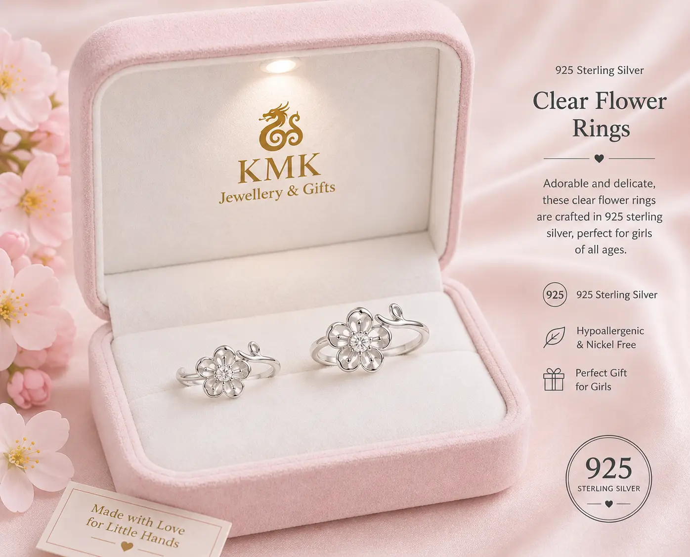 925 Sterling Silver Clear Flower Jewellery Collection for Young Girls - Image 4