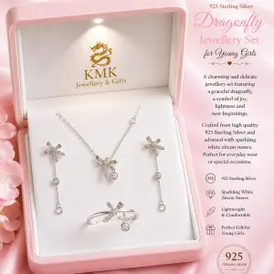 925 Sterling Silver Dragonfly Jewellery Set for Young Girls