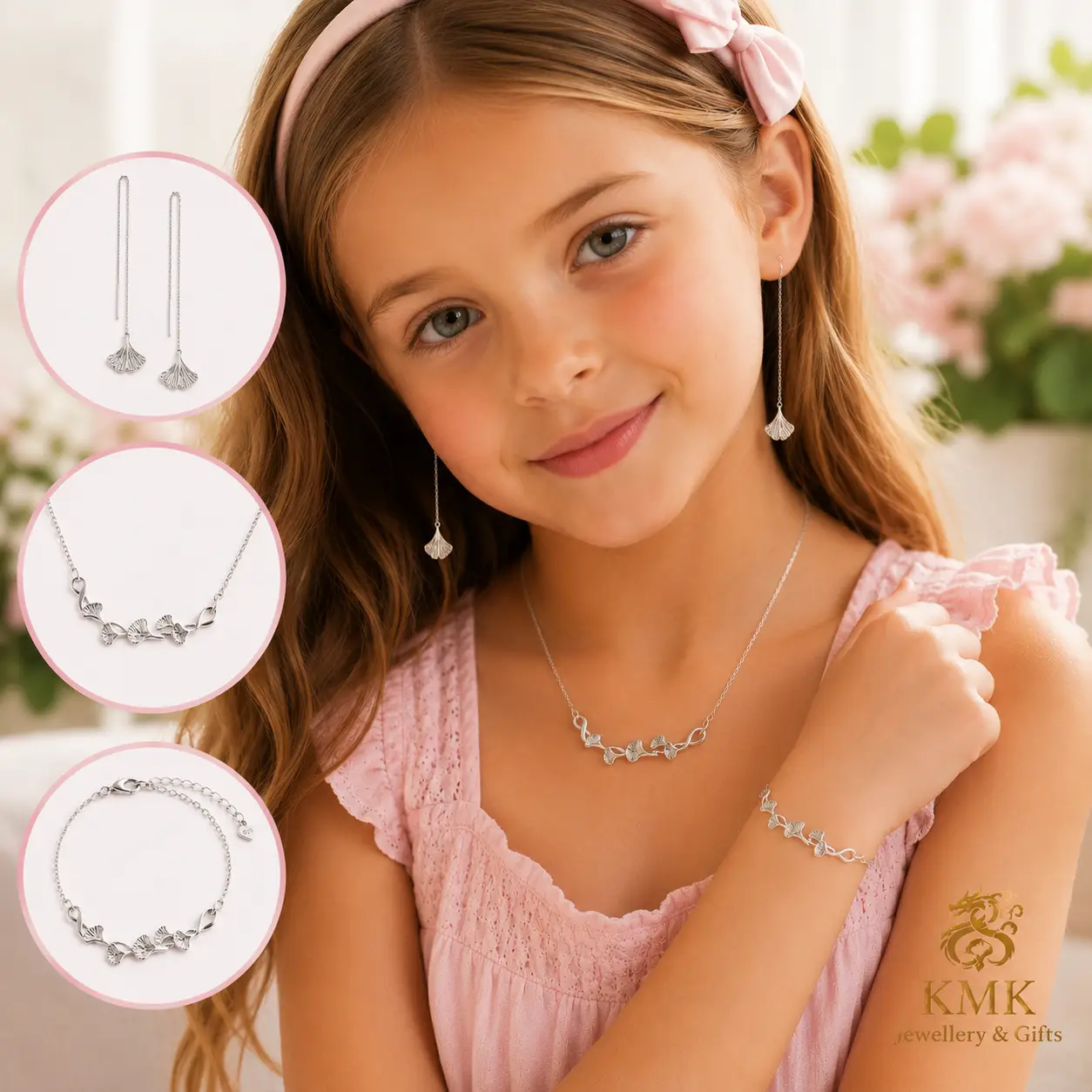 925 Sterling Silver Leafy Jewellery Set for Young Girls - Image 8
